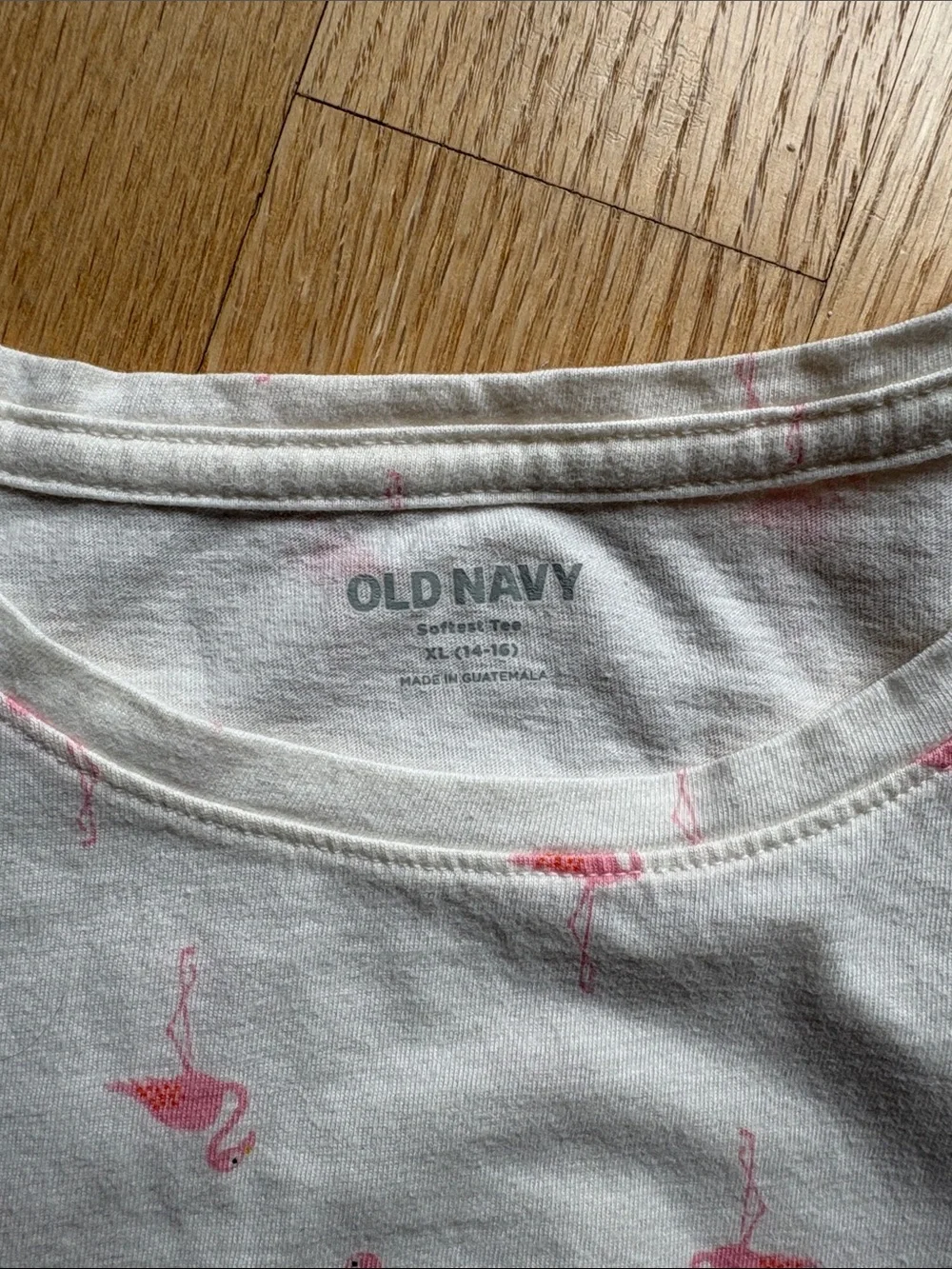 Old Navy White Tee with Pink Flamingo Print - Kids